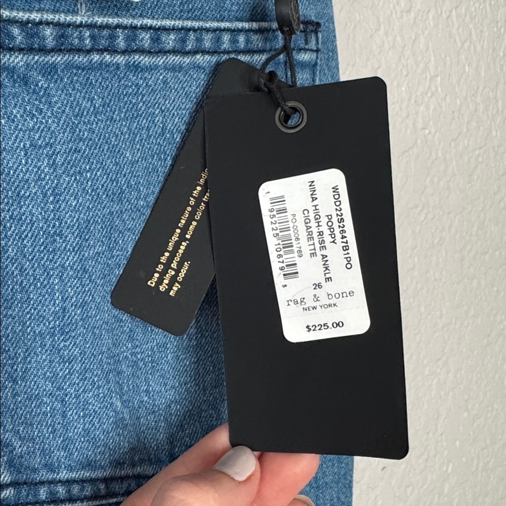 NWT Rag & Bone Nina High Rise Ankle Cigarette Poppy Medium Wash Jeans 26 Button - Picture 5 of 6